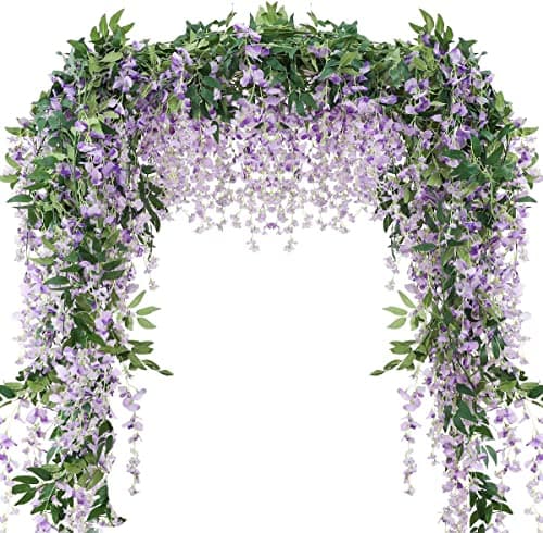 4pcs Wisteria Artificial Flowers Garland, Total 28.8ft White Artificia ...