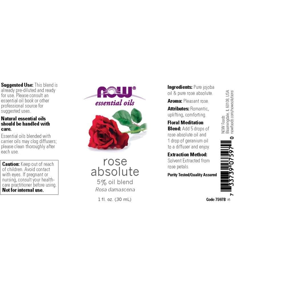 Amazon.com: NOW Foods, Rose Absolute, 5% oil blend, 1 Ounce (Pack ...