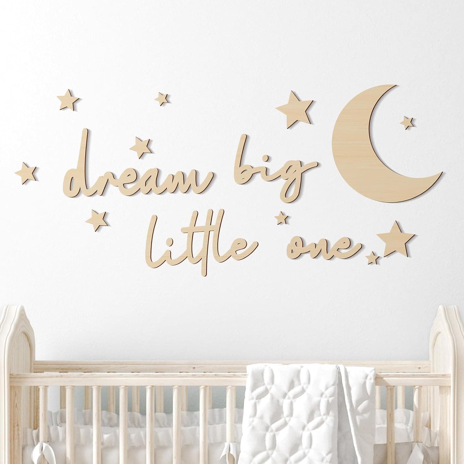 Amazon.com: Briwooody 15 Pcs Dream Big Little One Wooden Nursery Wall ...