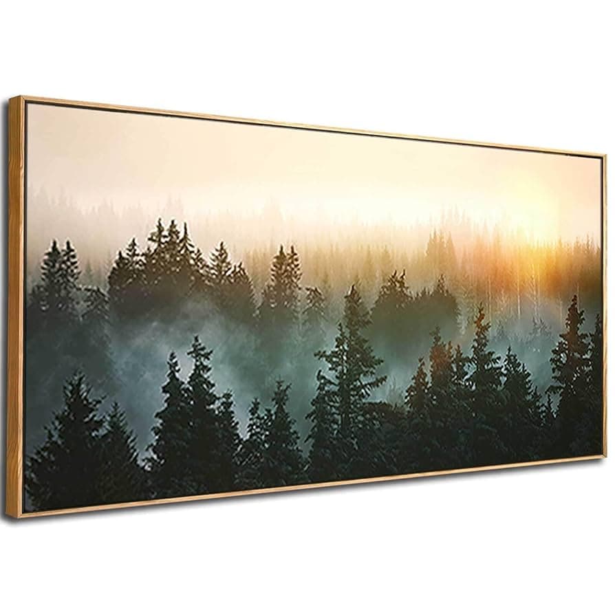 Amazon.com: Large Artwork Foggy Forest Canvas Wall Art Landscape ...