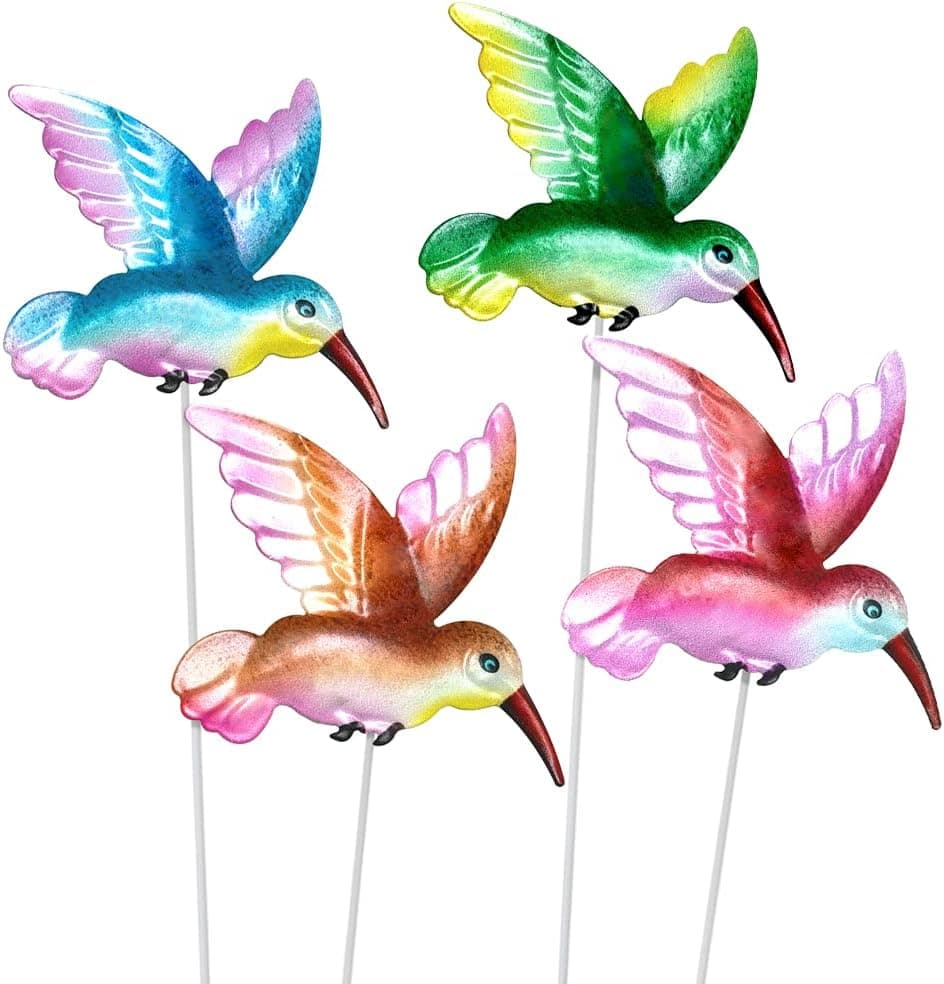 Amazon.com: 4 Pcs Hummingbird Garden Metal Stakes Set, 14 Inch Tall ...
