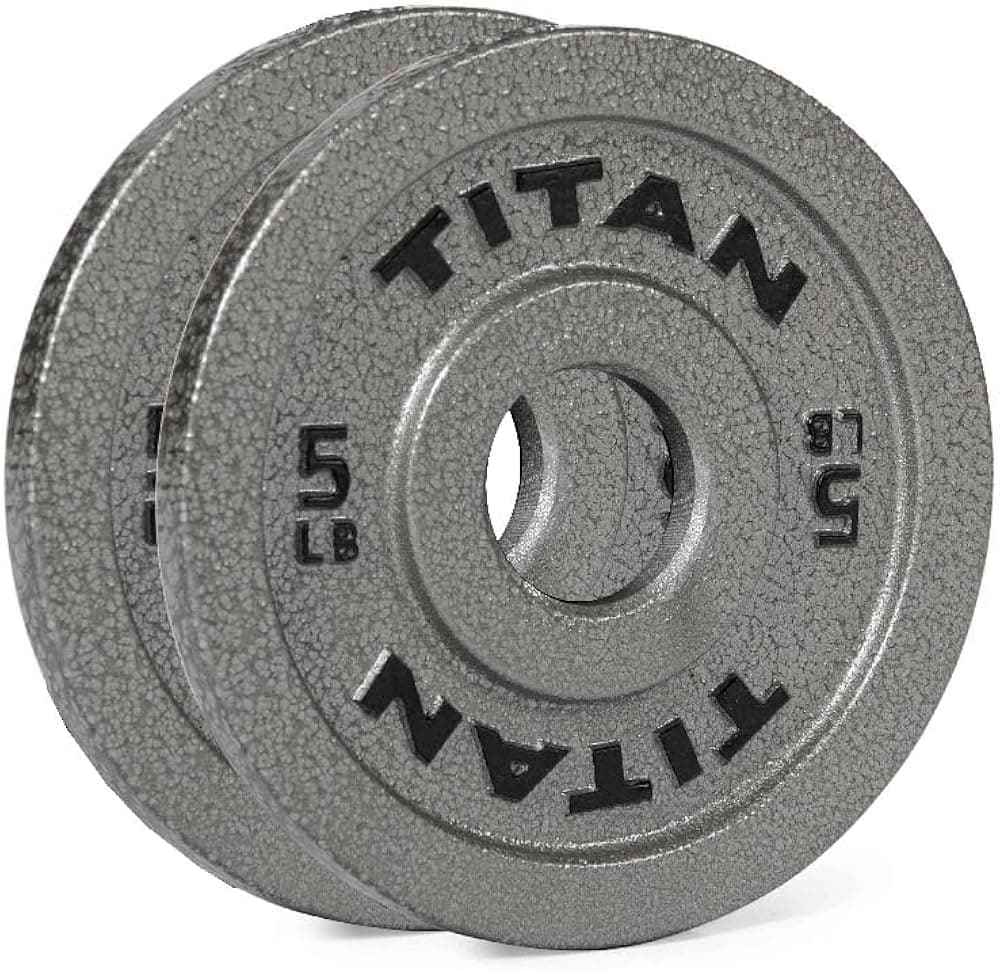 Amazon.com : Titan Fitness 5 LB Cast Iron Olympic Plates, Sold in ...