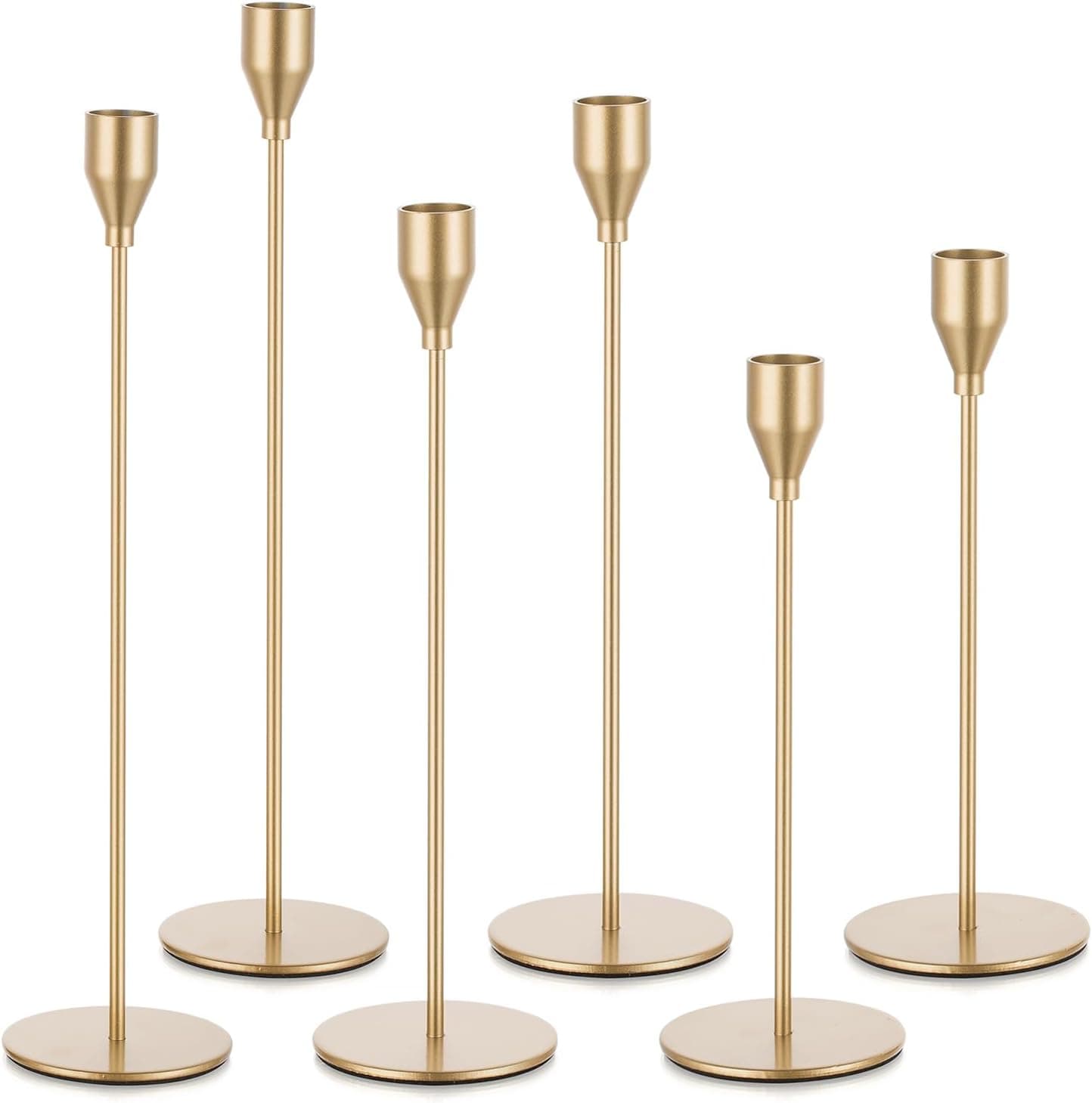 Candeldo Gold Taper Candle Holders: Set of 6 Tall Candlestick Holder ...