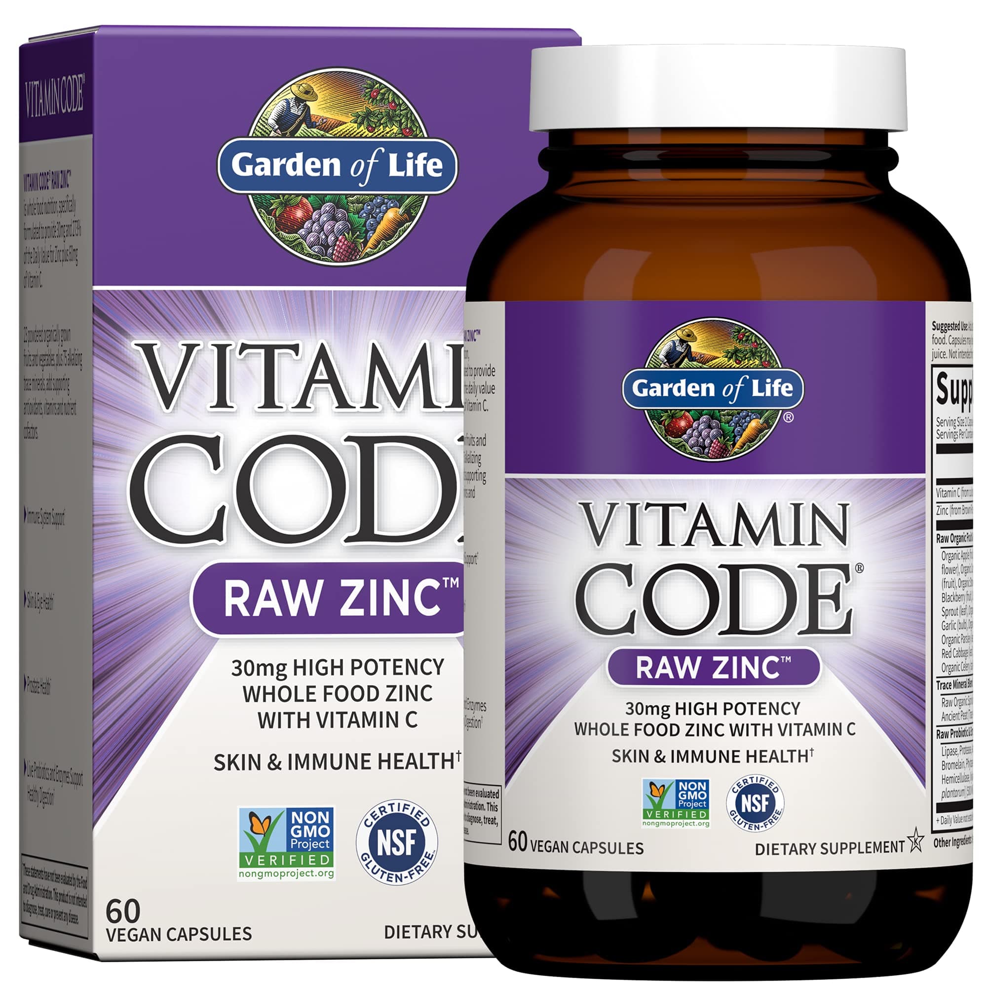 Amazon.com: Garden of Life Zinc Supplements 30mg High Potency Raw ...