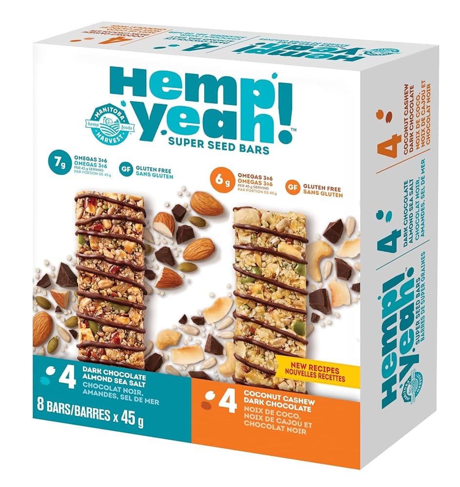 Manitoba Harvest Hemp Yeah! Bars Variety Pack (8 Bars), 10g Plant ...
