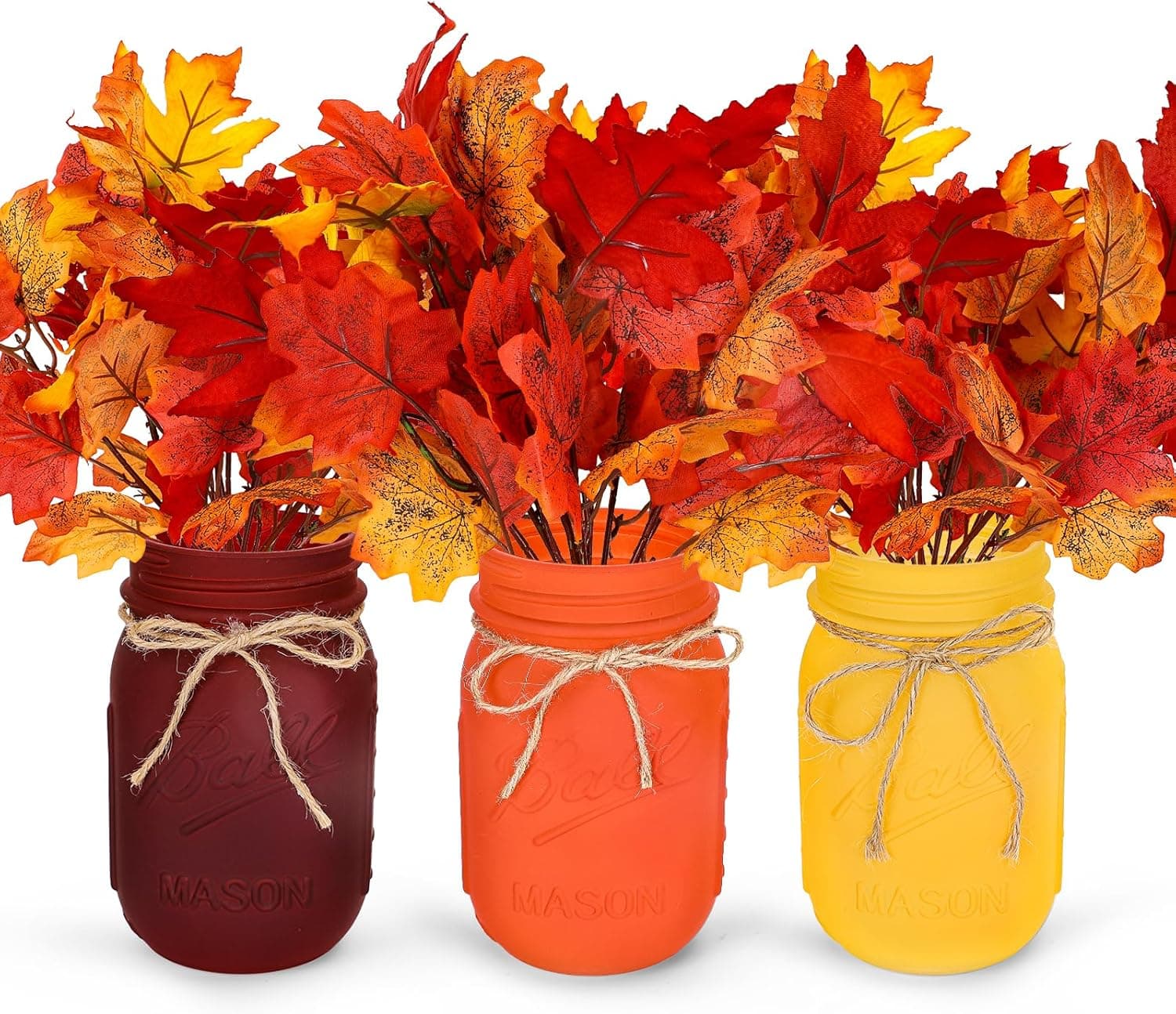 Amazon.com - Whaline Fall Mason Jar Table Centerpiece with Faux Maple ...
