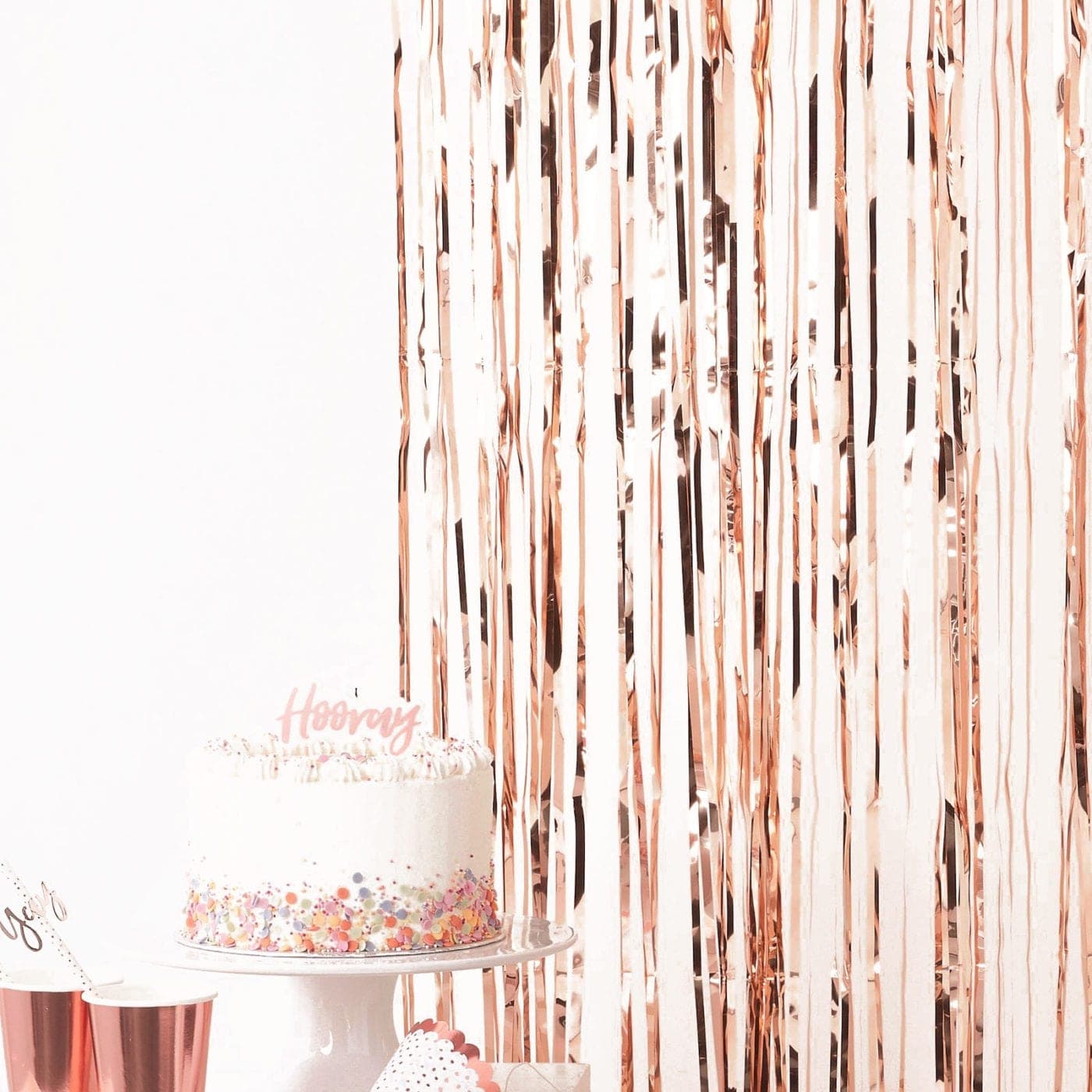 Metallic ROSE GOLD Tinsel Curtain Backdrops 245cm x 92cm
