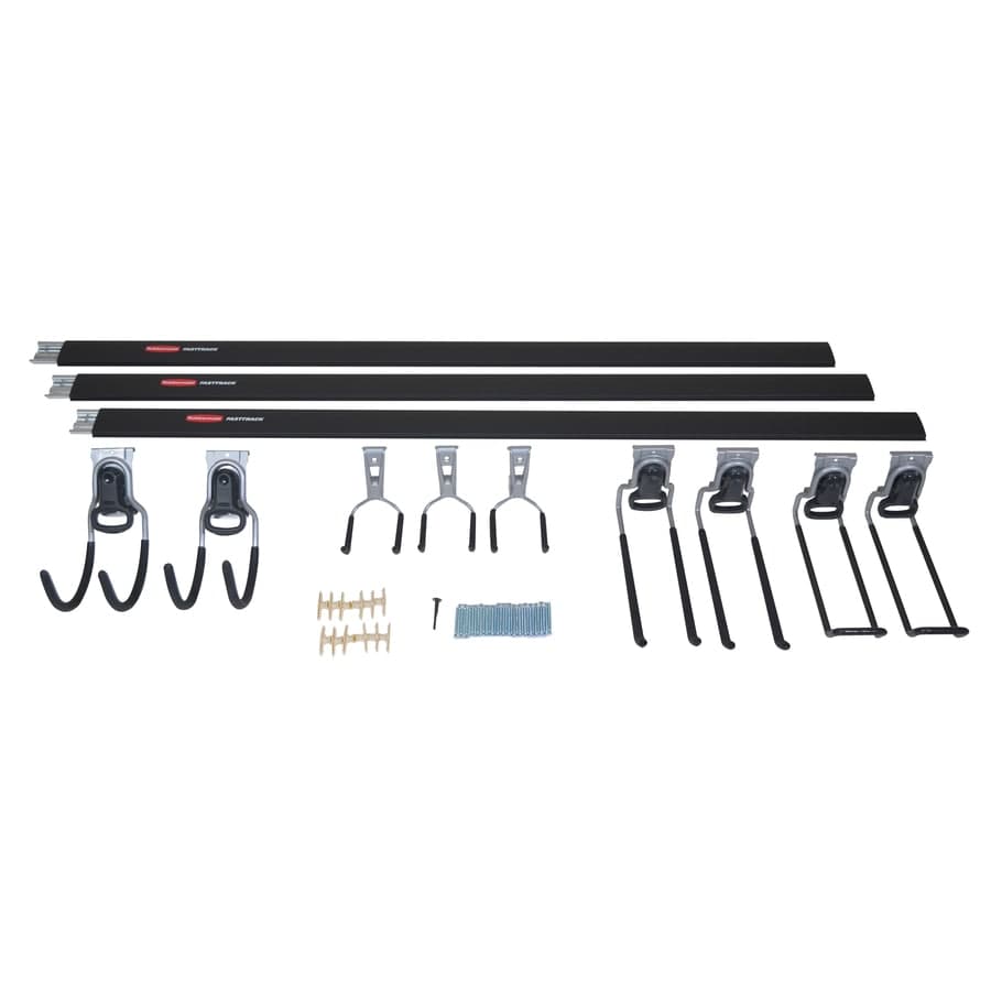 Rubbermaid FastTrack Garage 12-Piece Black/Silver Steel Storage Rail ...