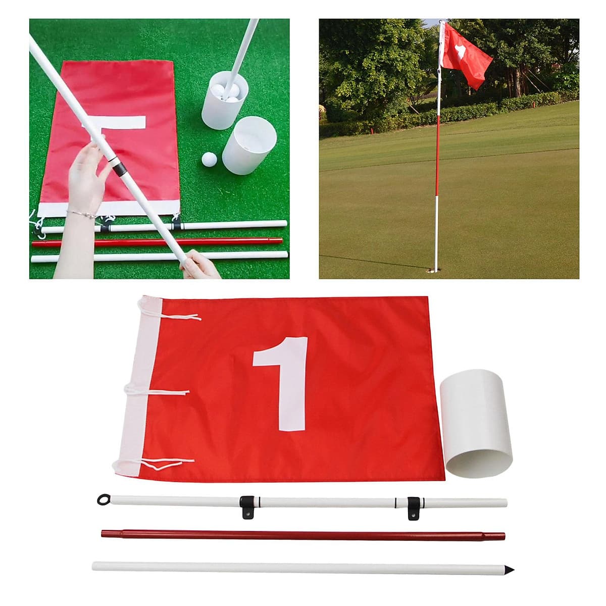 Golf Flagsticks Set Golf Practice Hole Cup Putting Green Flag Golf Pin ...