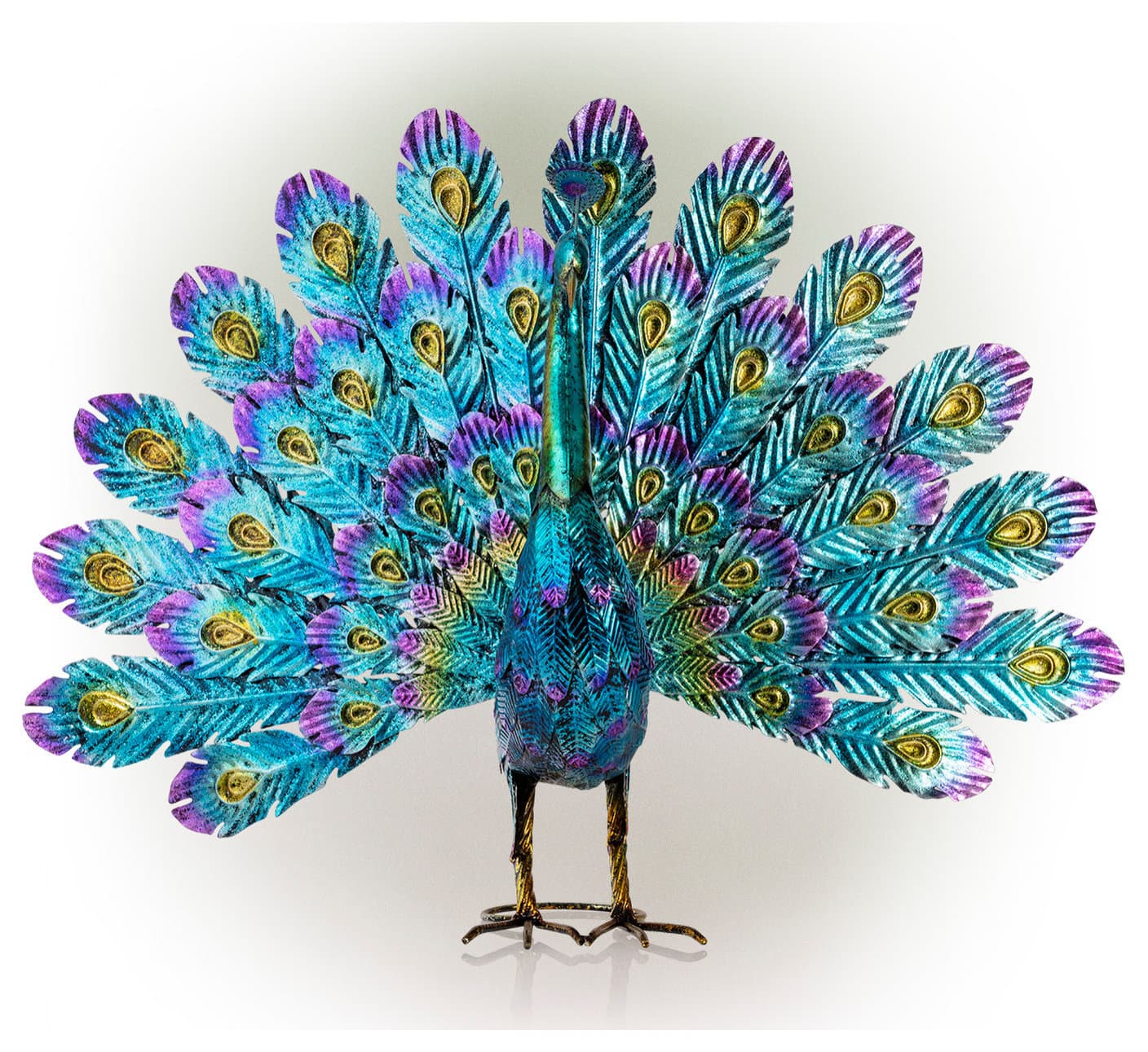 Alpine Metal Peacock Outdoor Statue, 22"Tall - Tropical - Garden ...