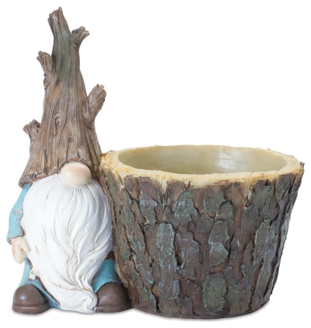 Tree Trunk Gnome Planter, Set of 2 - Rustic - Outdoor Pots And Planters ...