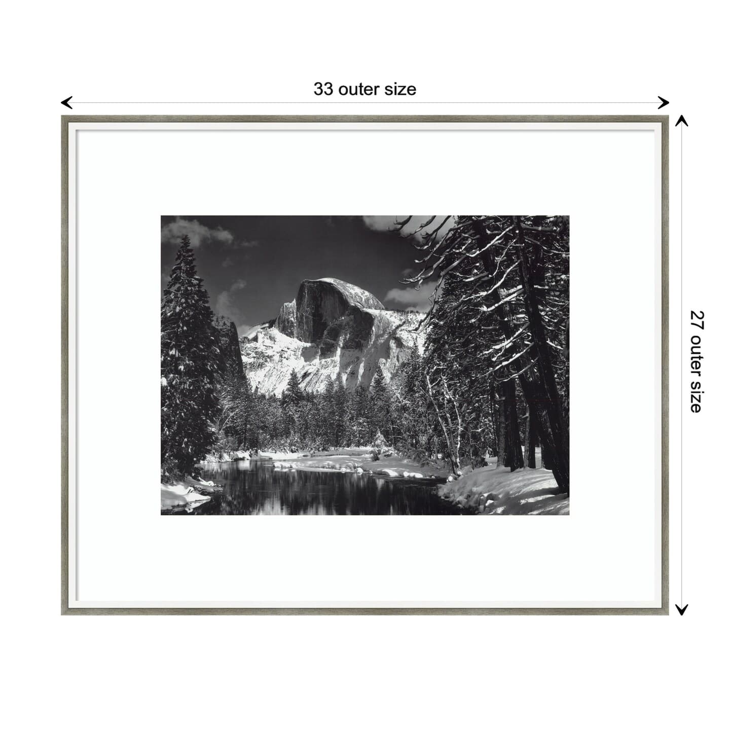Half Dome Winter Yosemite National Park 1938 by Ansel Adams Wood Framed ...