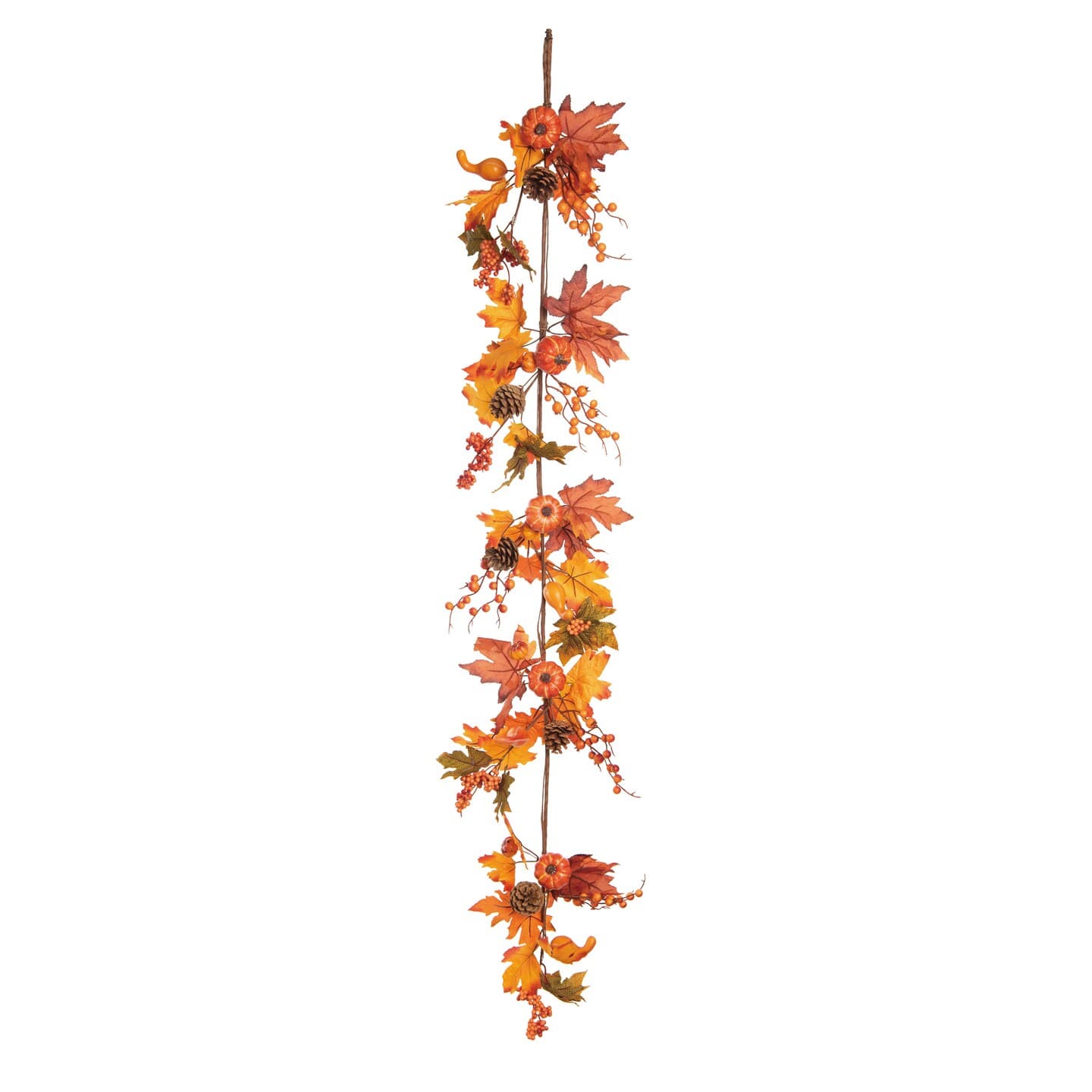 Transpac Fabric 60 in. Orange Harvest Leaf and Berry Garland | Michaels