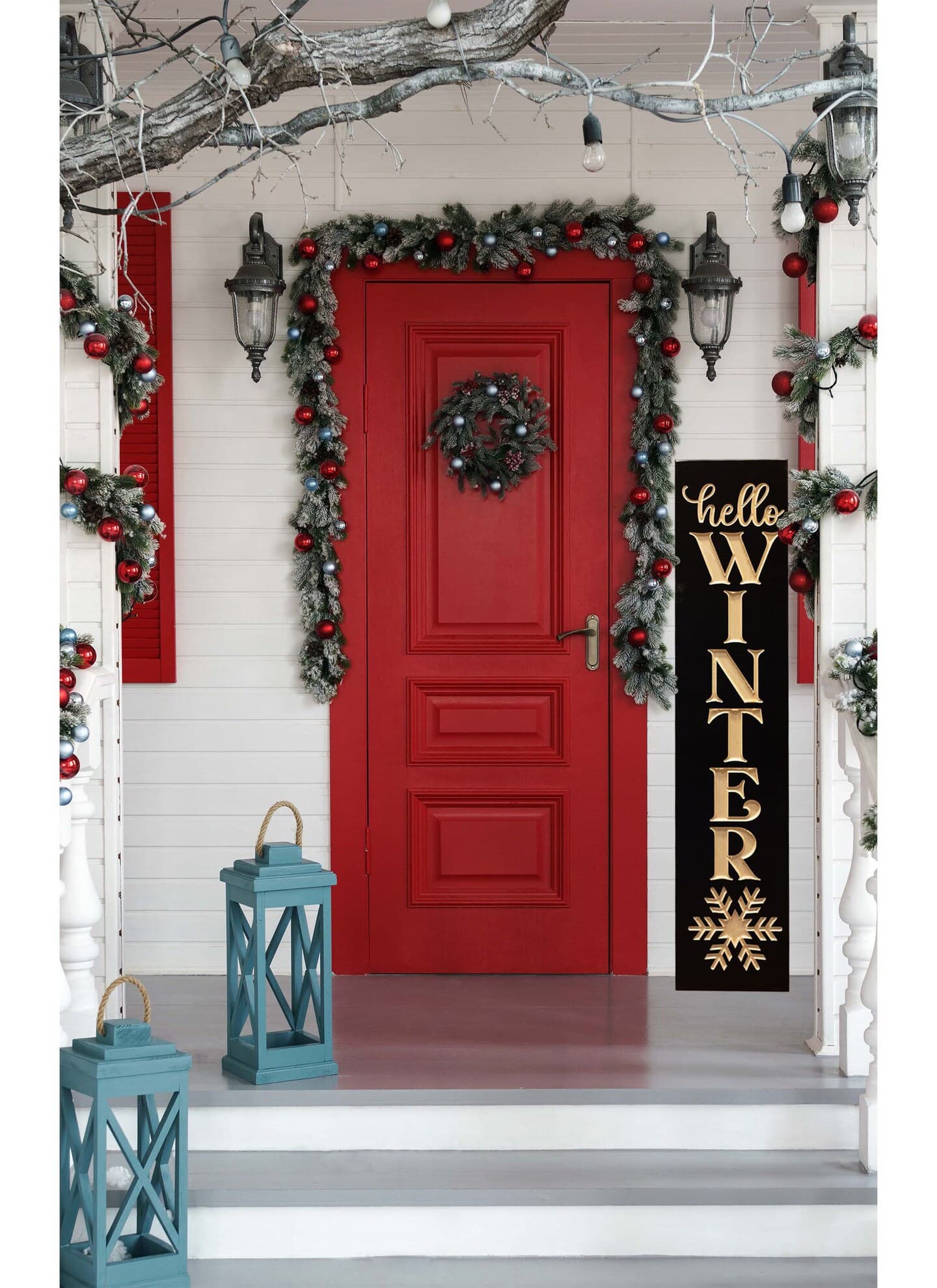 Hello Winter Porch Sign, Snowflake Porch Sign, Winter Decor, Winter Art ...