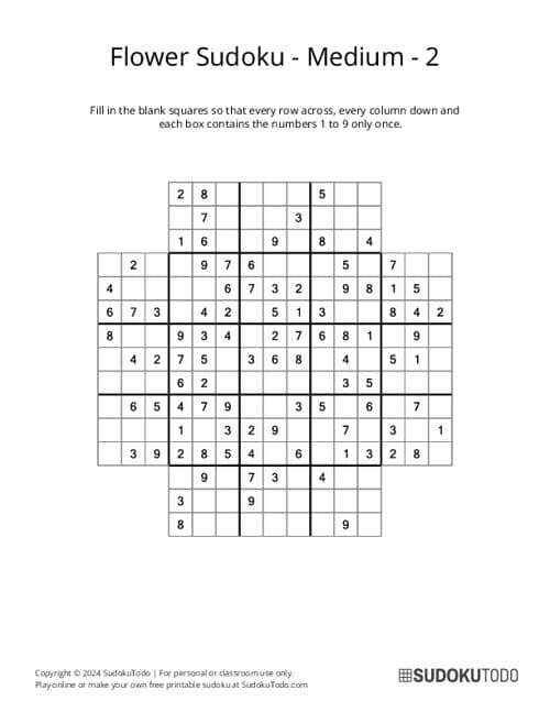 Flower Sudoku Puzzles Printable