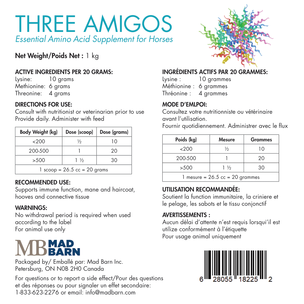Mad Barn - Three Amigos Essential Aminos 1kg - System Equine