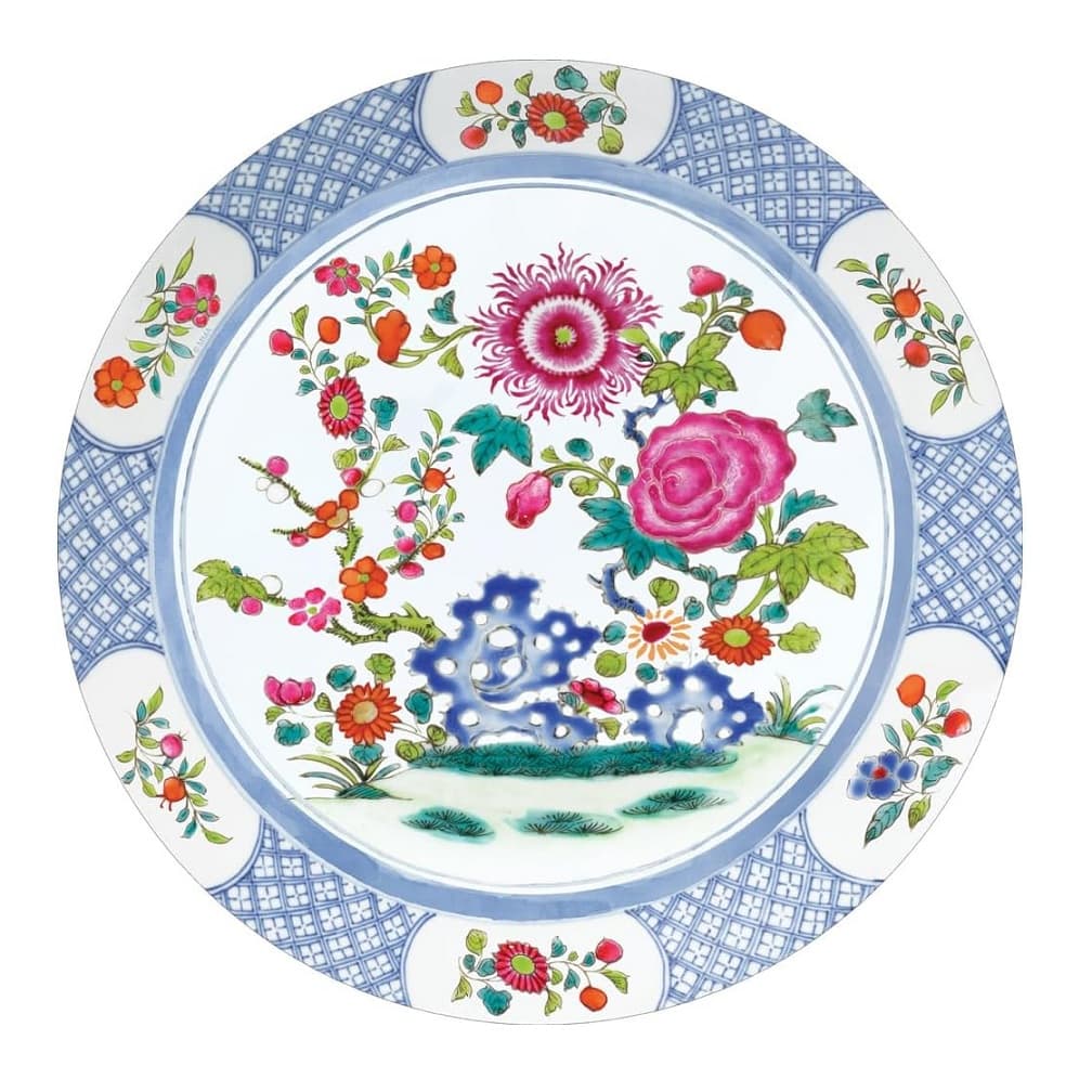 Caspari Chinese Floral Porcelain Round Paper Placemats | Berings