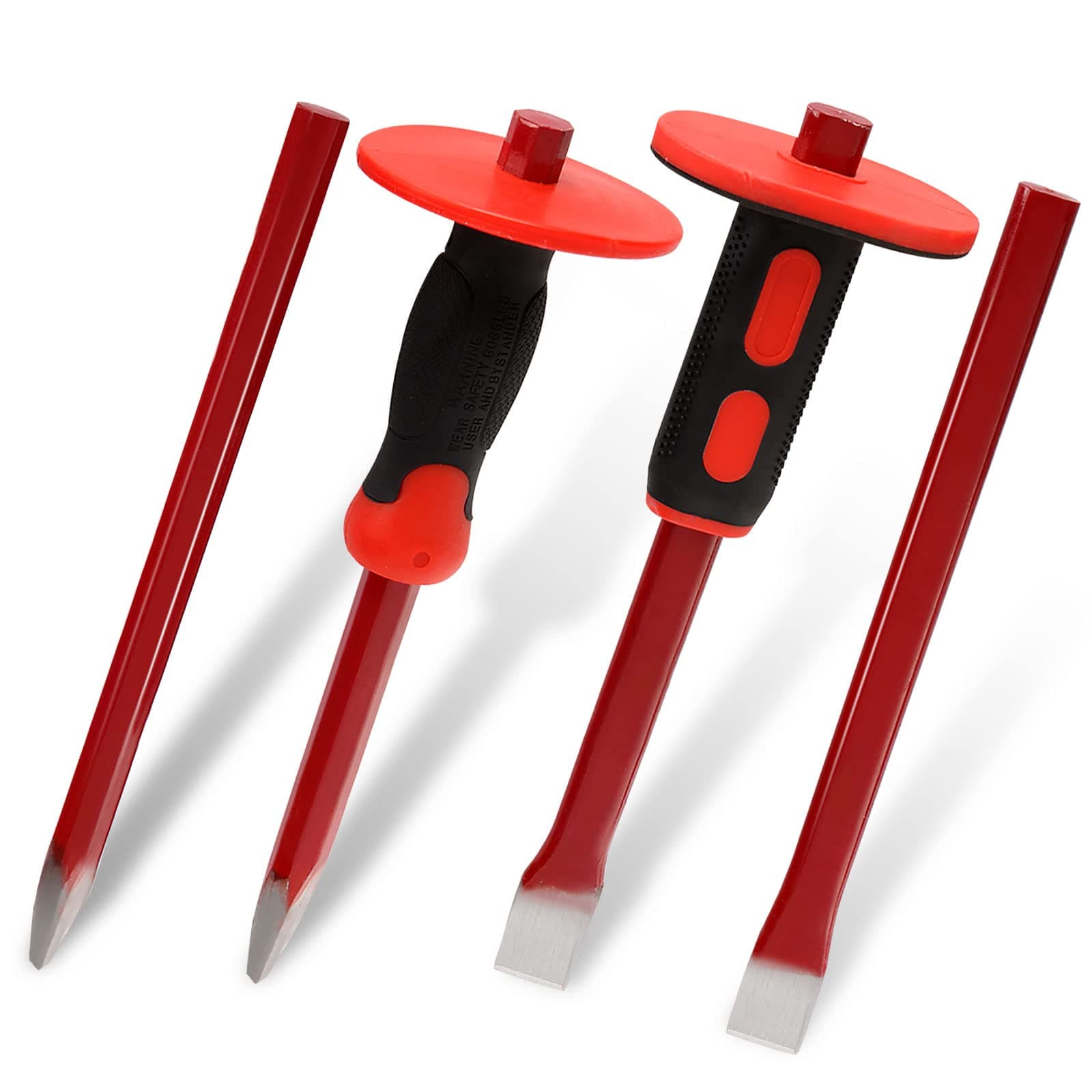 CYEAH 12 Inch Heavy Duty Masonry Chisel Set 4 PCS Chisels Set with Hand ...