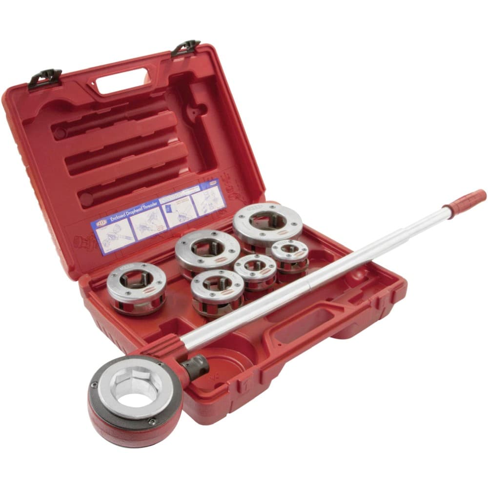 Reed Tool NPT Enclosed Drophead Ratchet Pipe Threader Set 1/2" to 2"