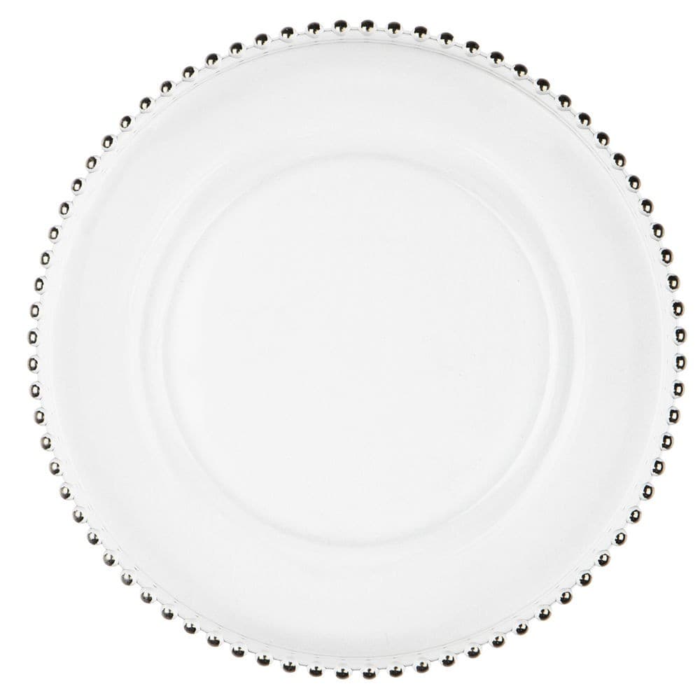 Jay Import 1900006 Silver Glass Beaded 13" Charger Plate - LionsDeal