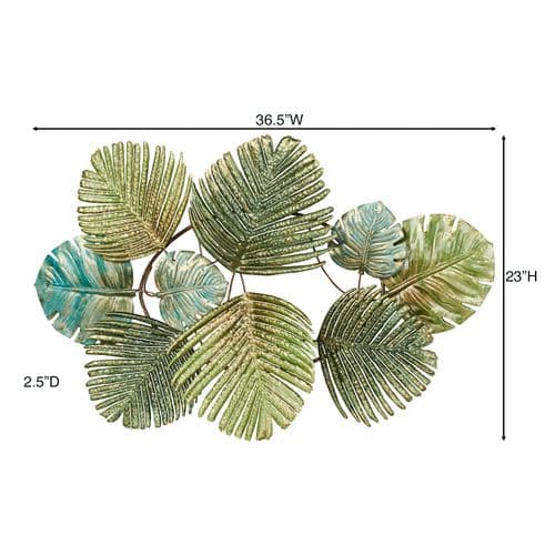 Tropical Leaf Collage Metal Wall Art