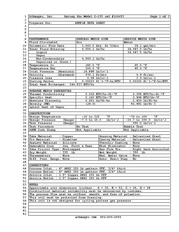 Xchanger Inc. C-Series Runaround Heat Exchanger