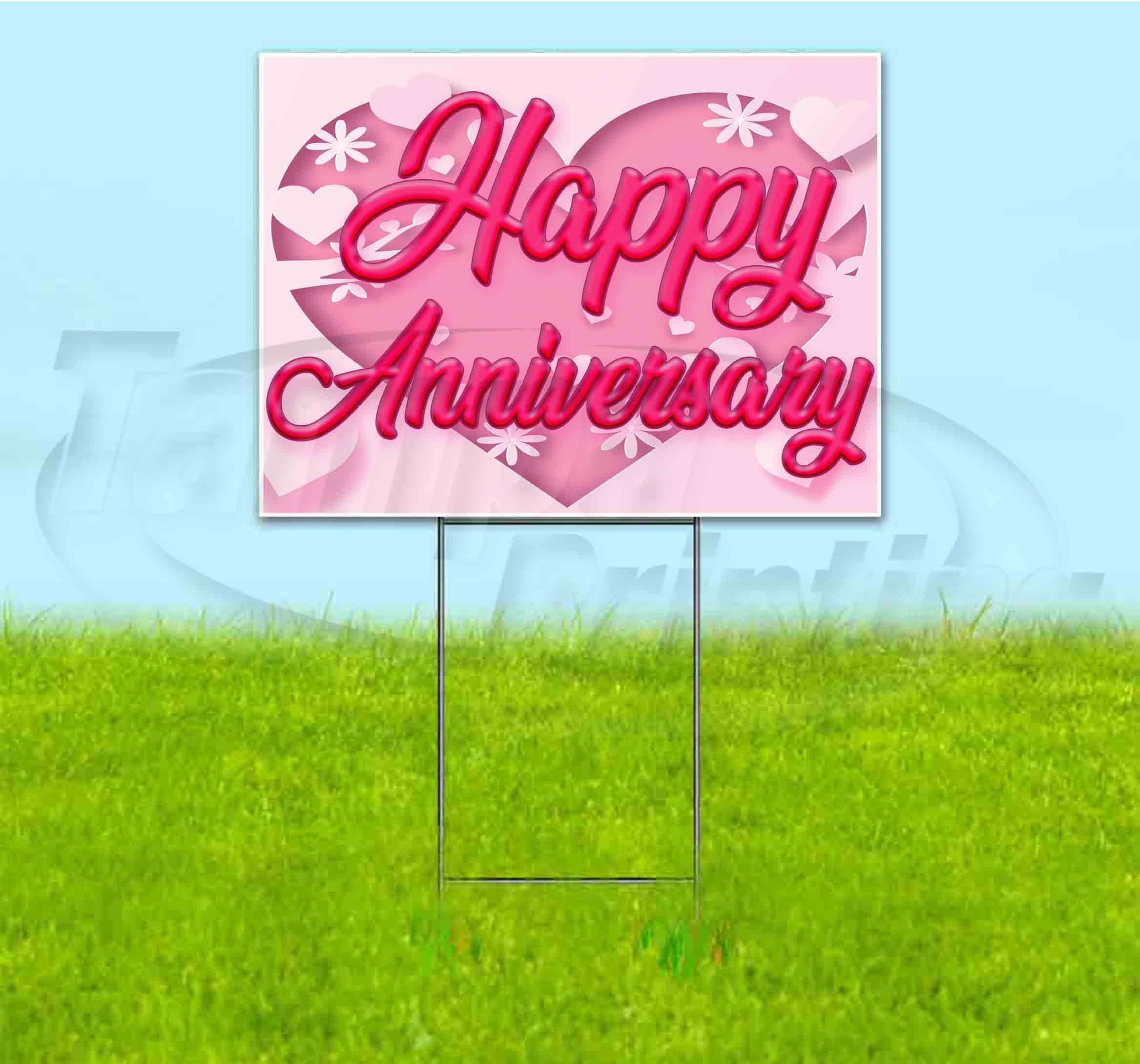 Happy Anniversary Heart (18" x 24") Yard Sign, Includes Metal Step ...