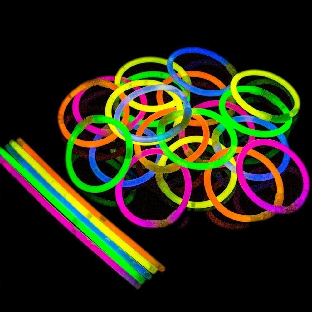 100 Sticks Glow Stick Neon Bracelets Florescent Firework Party Tube UK