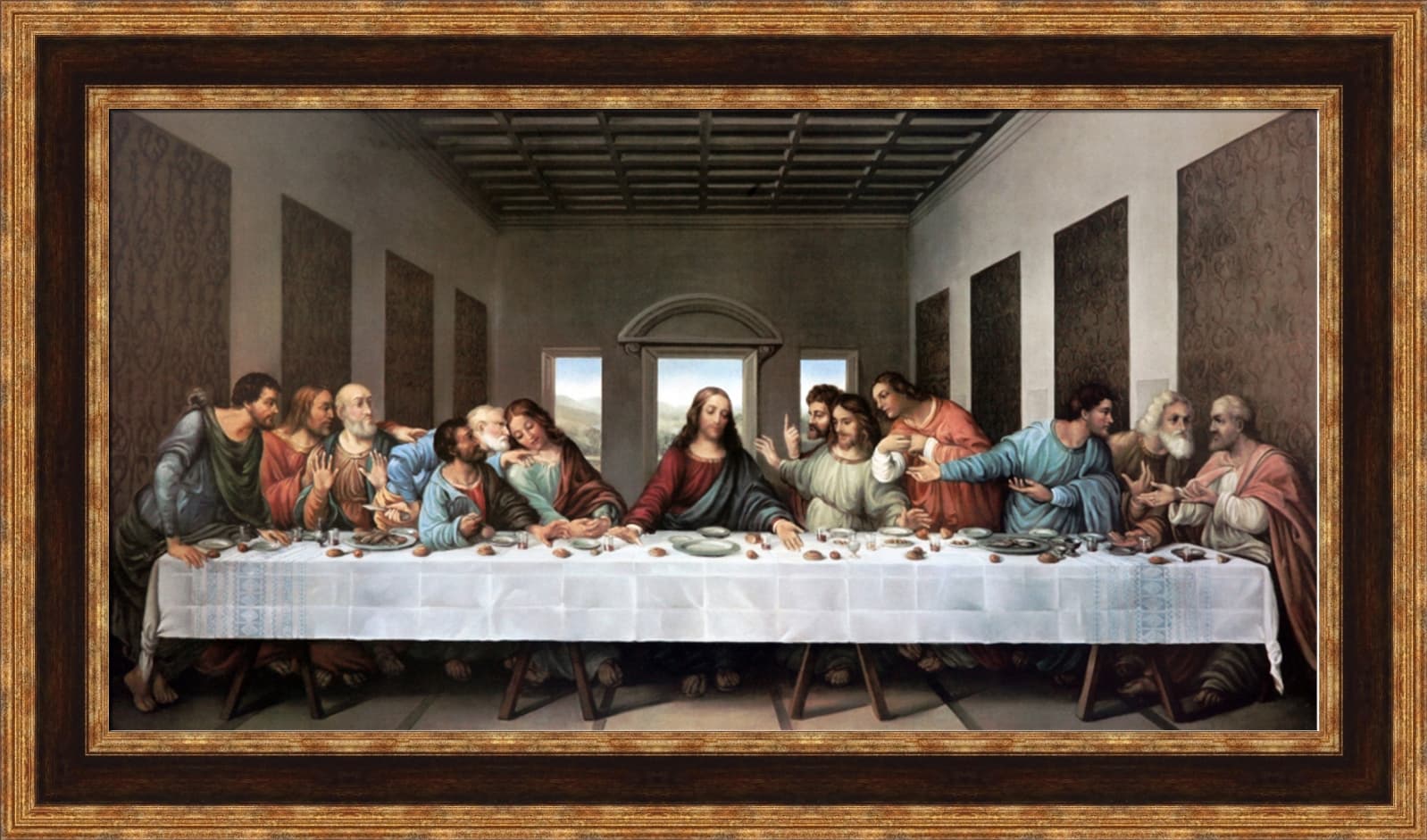 Leonardo da Vinci The Last Supper Framed Canvas Giclee Print 39"x22.5 ...