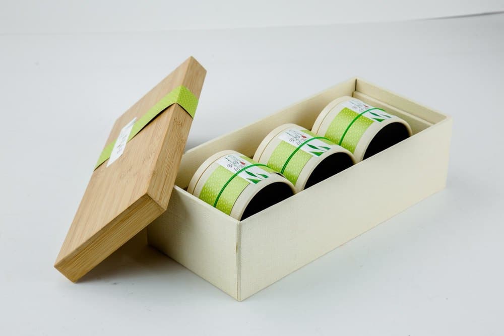 Light Rectangular Bamboo Gift Box With 3 Paper Cans, Size/Dimension ...