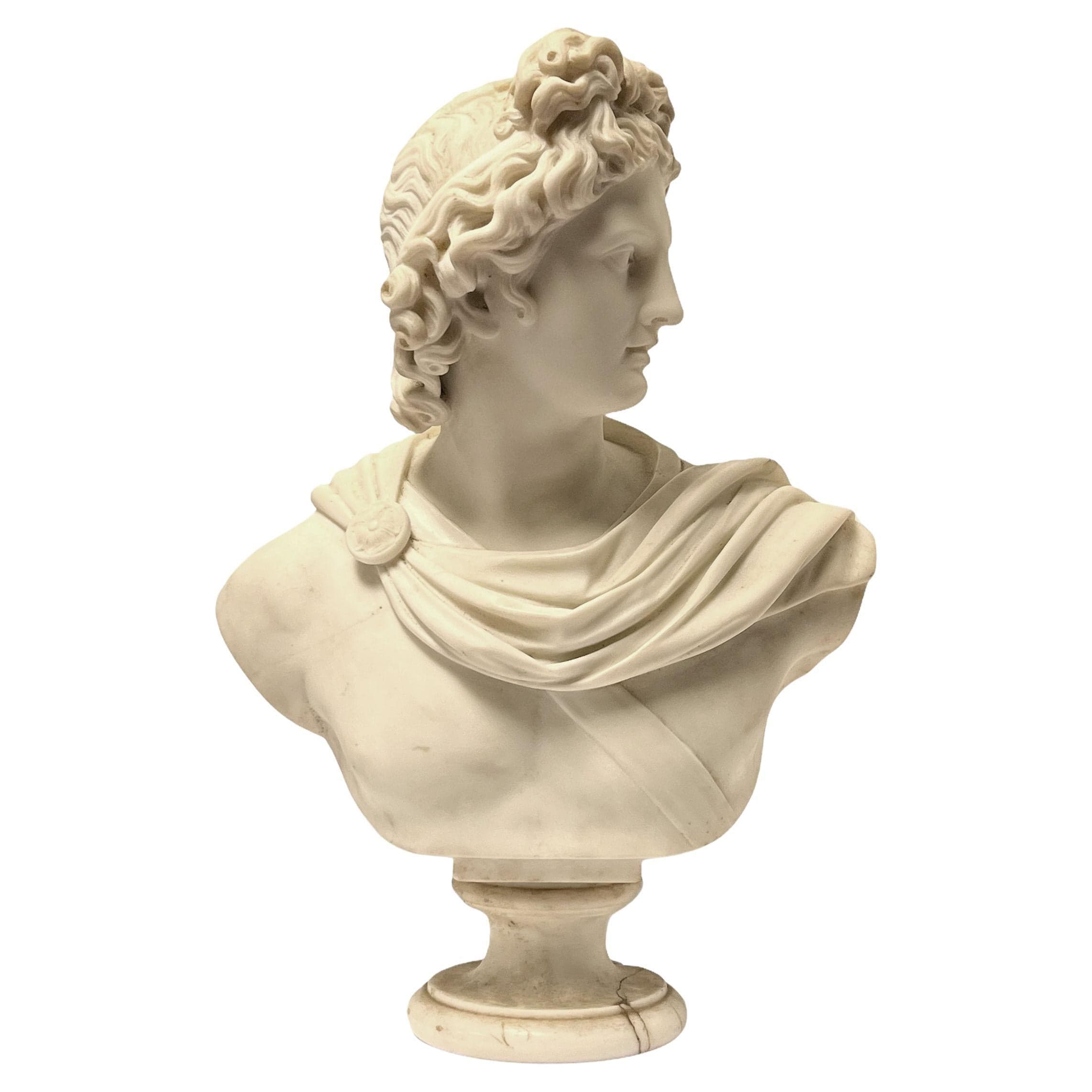 Italian 19 Century Marble Bust of Apollo at 1stDibs | famous marble ...