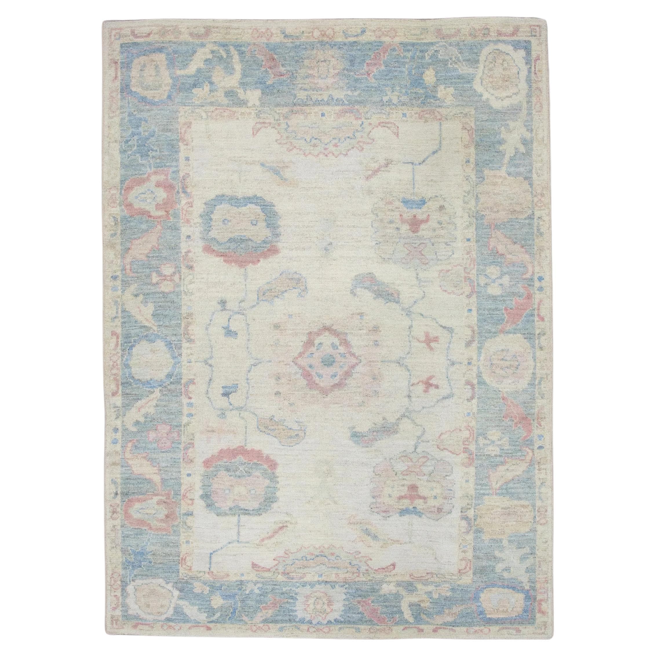 Oushak Rug Oriental Hand Knotted Turkish Oushak 5' x 6'5" #556 For Sale ...