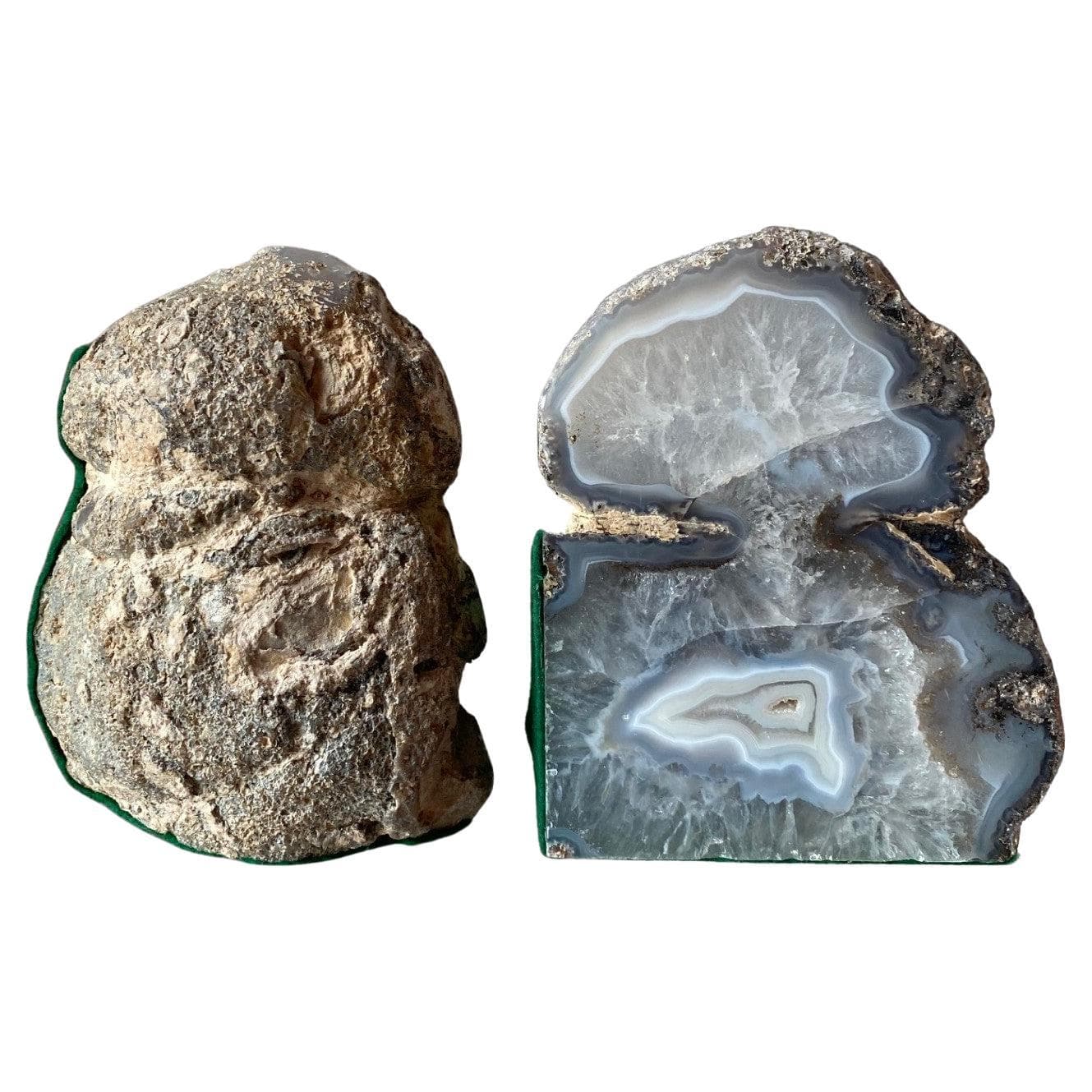 Pair of Massive Vintage Natural Geode Stone Rock Sculptural Bookends at ...