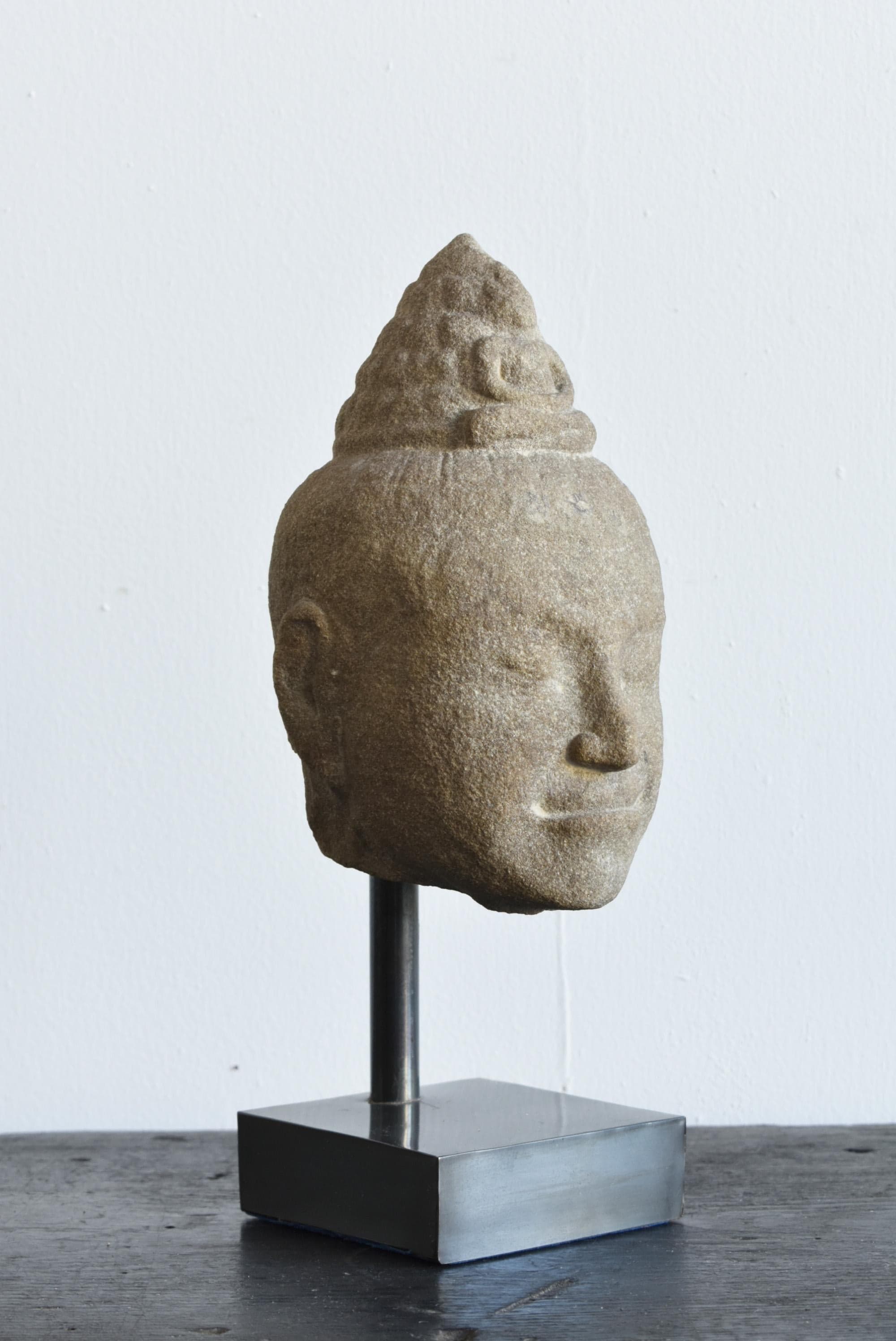 Thai Antique Stone Buddha Head / Buddha Figurine at 1stDibs
