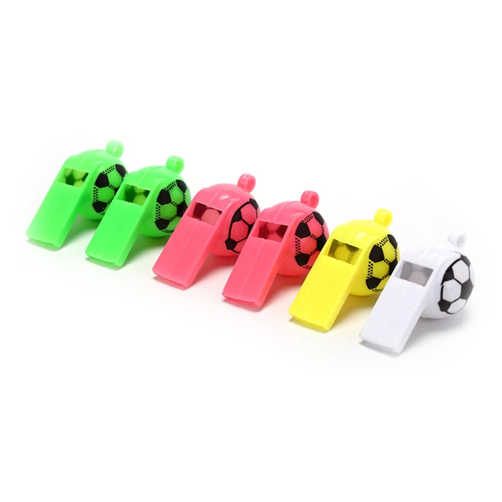 6pcs/lot plastic whistles toys with ropes Survival Outdoor Soccer ...