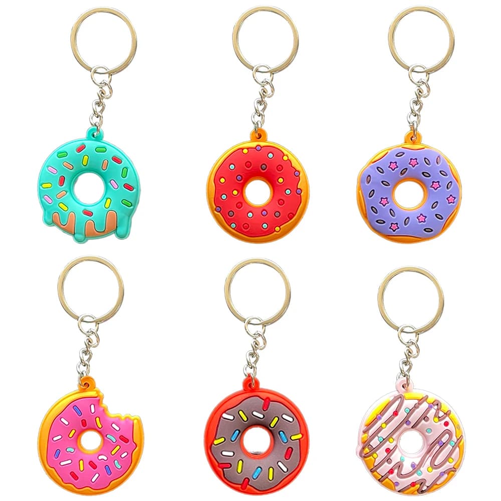6pcs Sweet Donut Keychain Donut Theme Party Favors Kids Key Chains ...