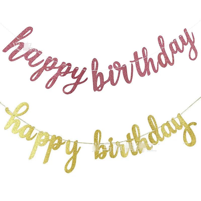 Glitter Happy Birthday Banner Letters