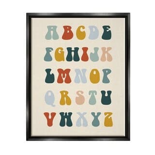Stupell Earthy Alphabet Letters Framed Floater Canvas Wall Art Design ...