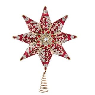 Kurt Adler 16-Inch 8-Point Red and Platinum Star Tree Topper - Bed Bath ...