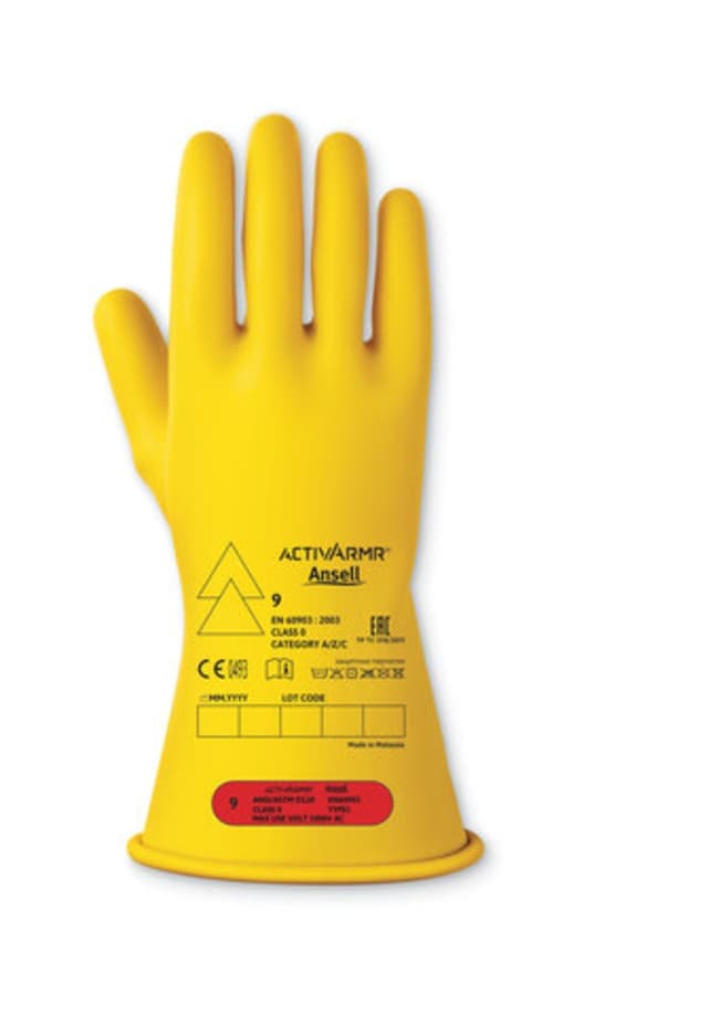 Ansell ActivArmr Electrical Insulating Gloves Class 0, Yellow, 11 in ...