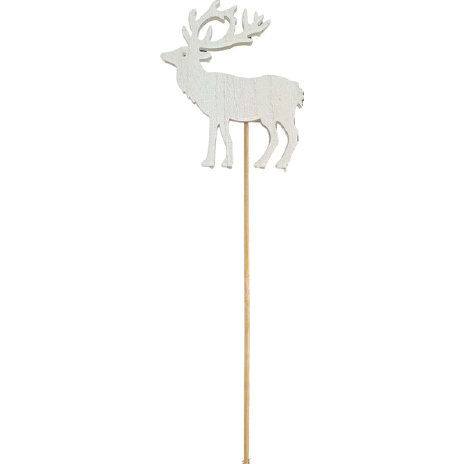 The Holiday Aisle® White Wood Reindeer Pick Christmas Decor | Wayfair