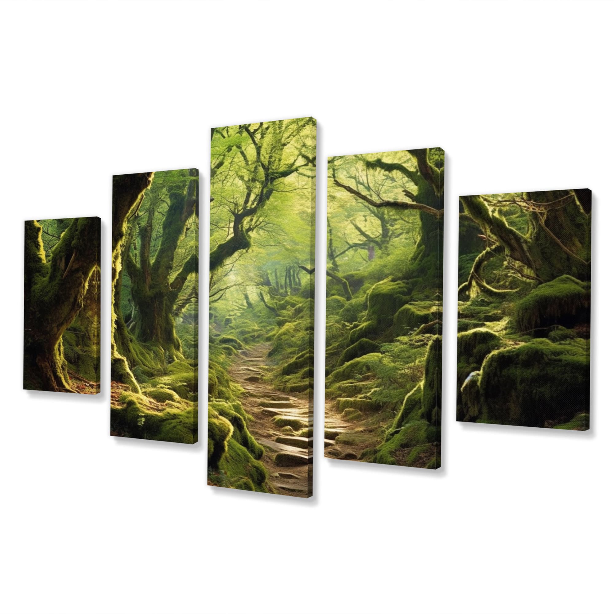 Design Art Woodland Serenity - Forest Canvas Wall Art - 5 Panels | Wayfair