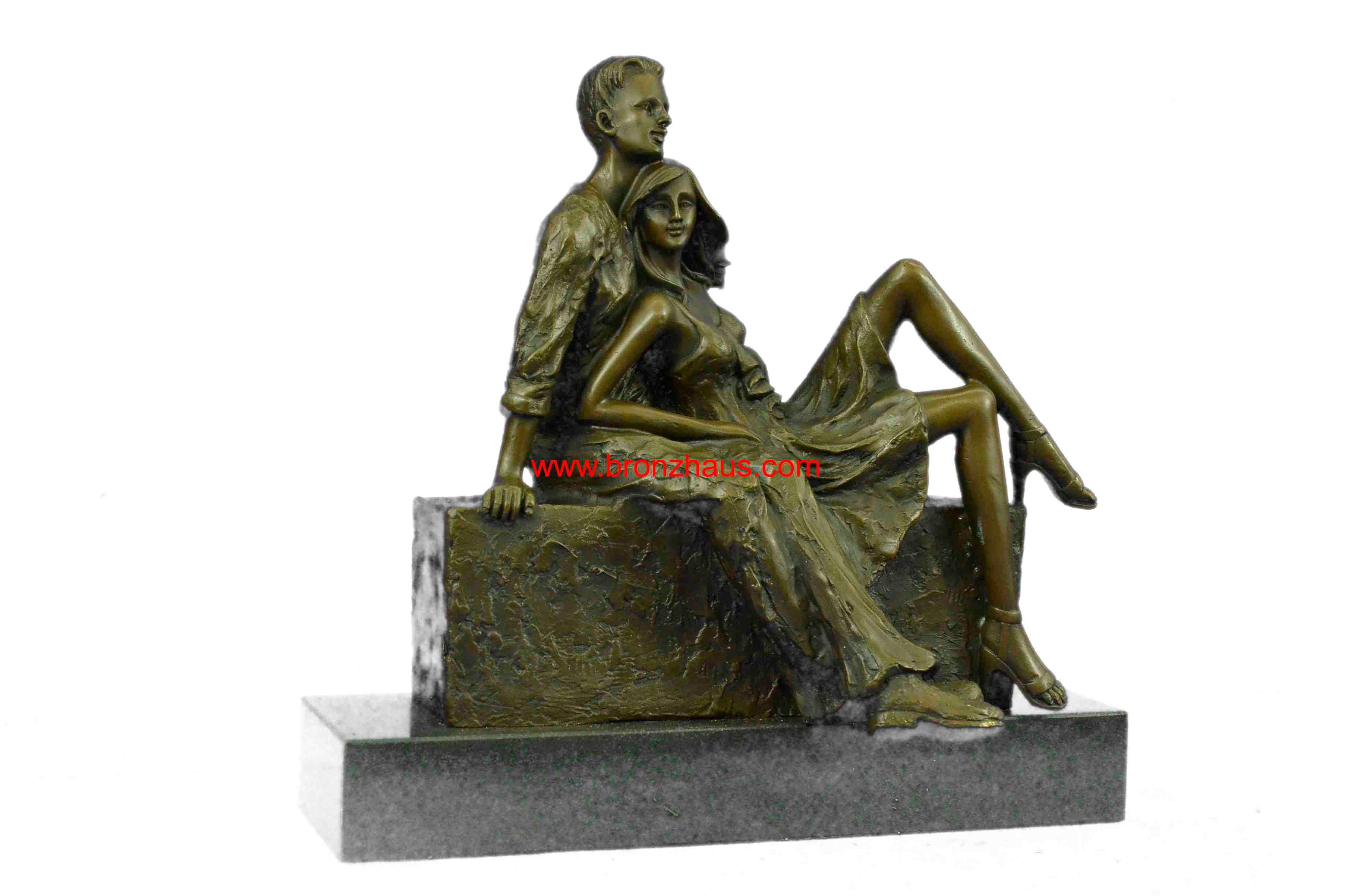 Bronzhaus Relaxed Couple Bronze Sculpture – Intimate Sitting Lovers ...