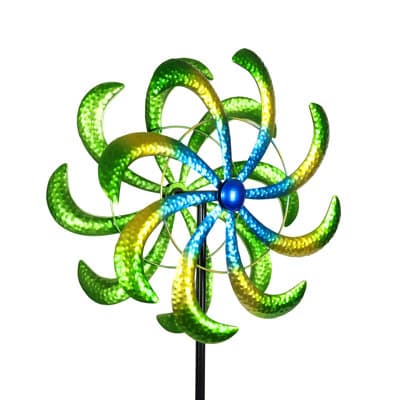 Exhart Colorful Double Kinetic Pinwheel Garden Spinner Stake, 18 by 70 ...