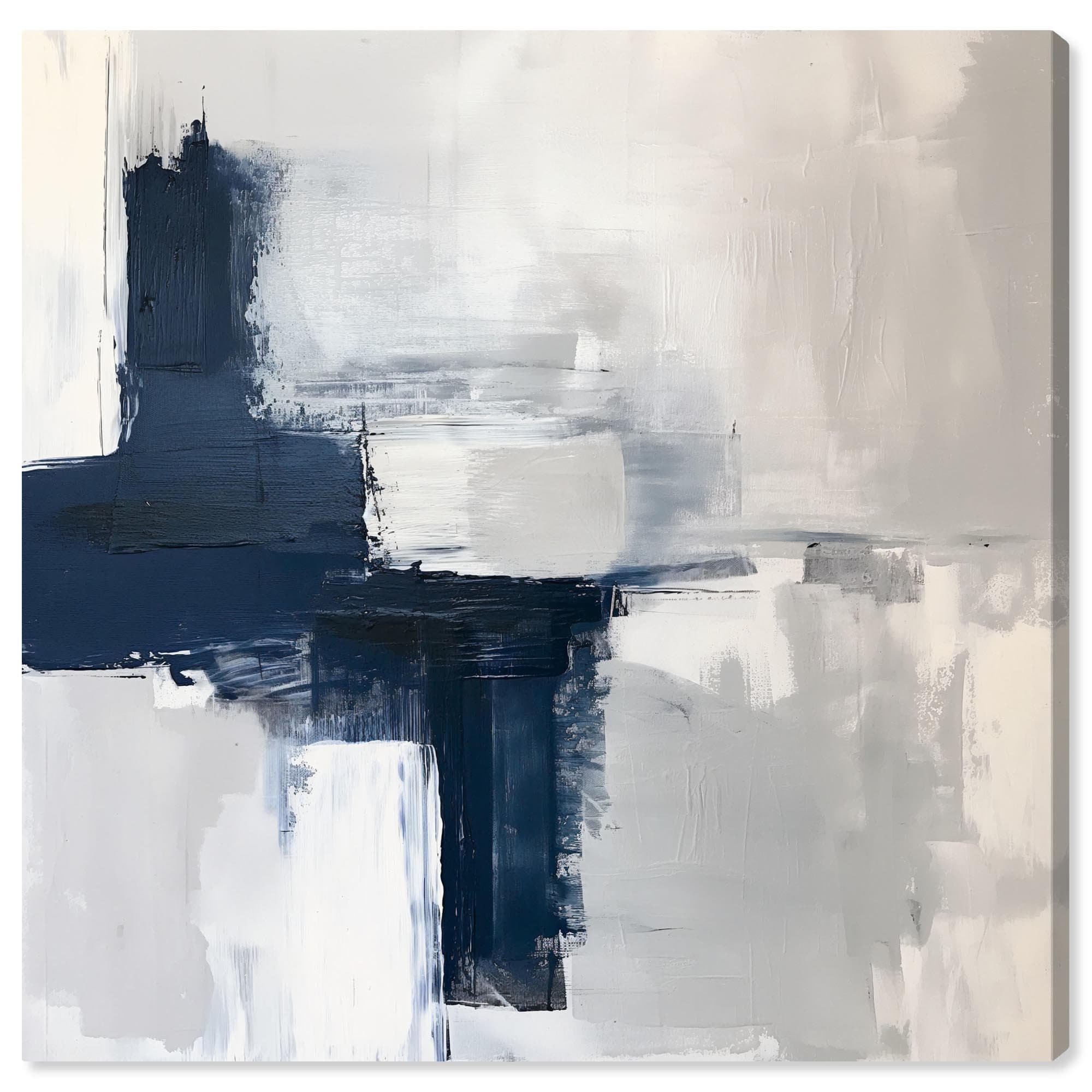 Art Remedy Tides of Indigo Canvas Neutral Abstracts by Art Remedy | Wayfair
