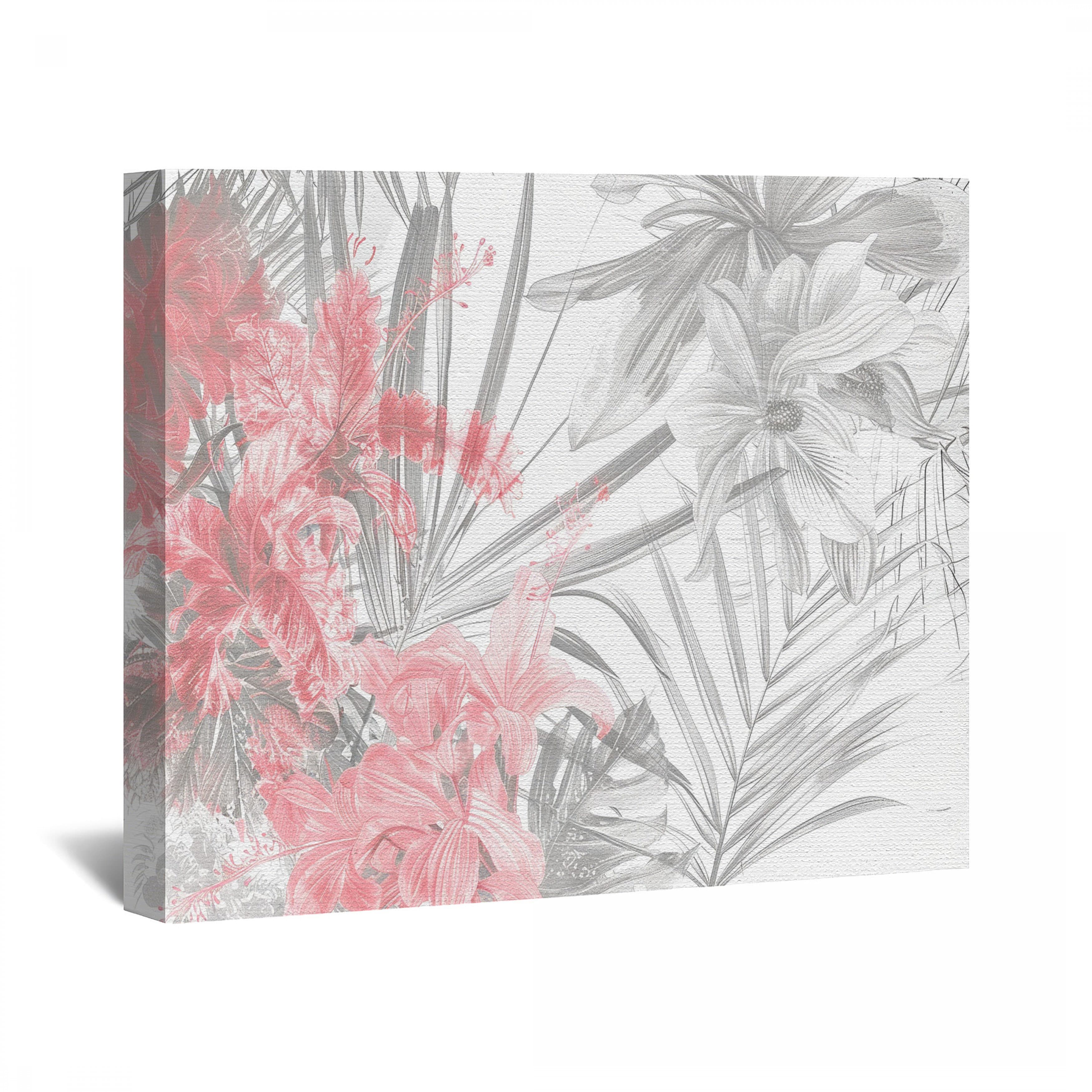 Dakota Fields Tropical Flowers Canvas Wrap - Floral Wall Decor ...