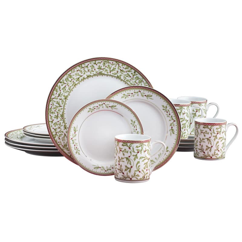 Mikasa Holiday Tradition 16-Piece Porcelain Dinnerware Set, Service for ...