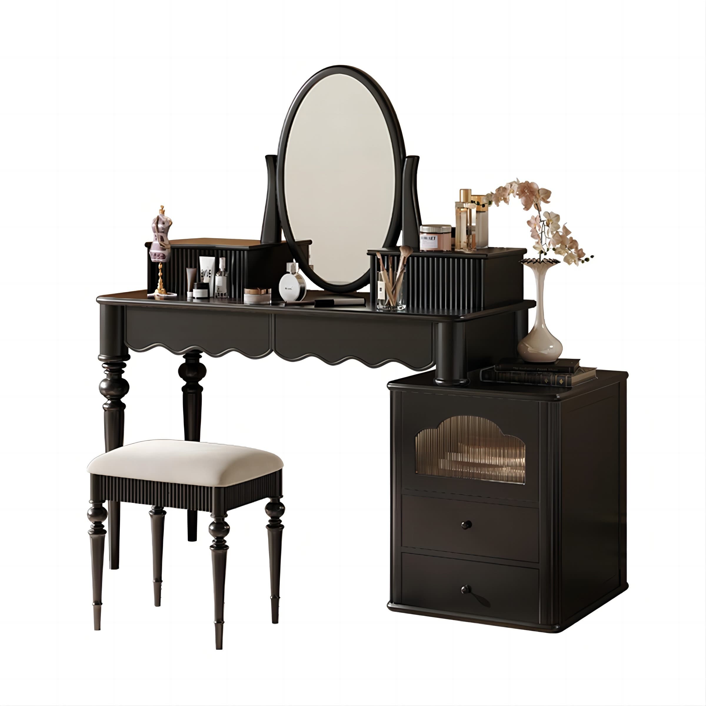 Canora Grey Black Vintage Solid Wood Vanity Set | Wayfair