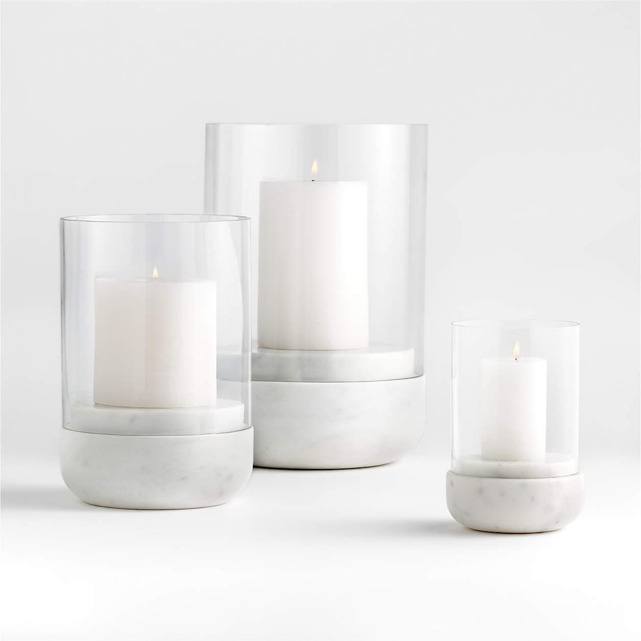 Curve Marble and Glass Hurricane Candle Holders | Crate & Barrel