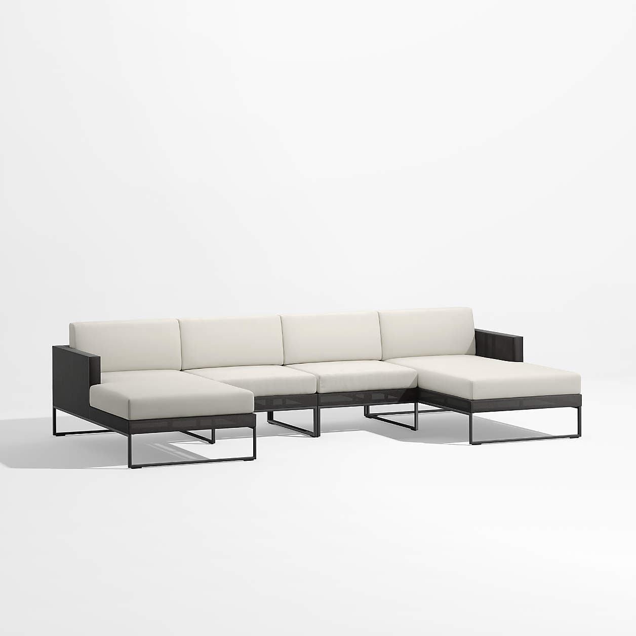 Dune Black and White Double Chaise Outdoor Patio Sectional Sofa | Crate ...